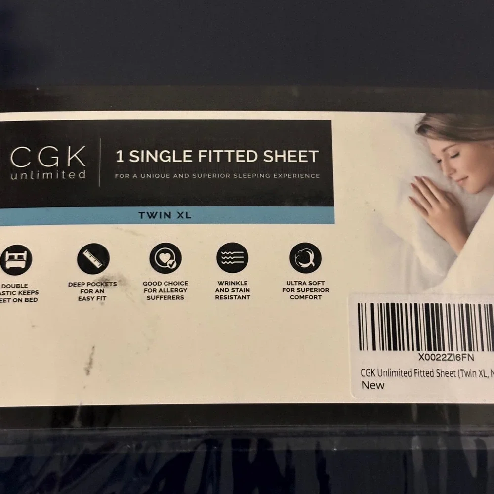 CGK Unlimited Twin XL Fitted Sheet Navy Blue Deep Pocket Ultra Soft New